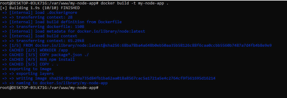 Docker Build Result Node.Js Application